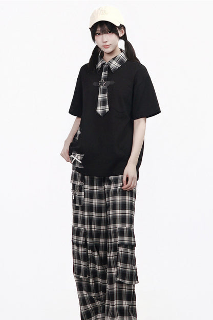 Plaid Necktie Subculture Uniform Set