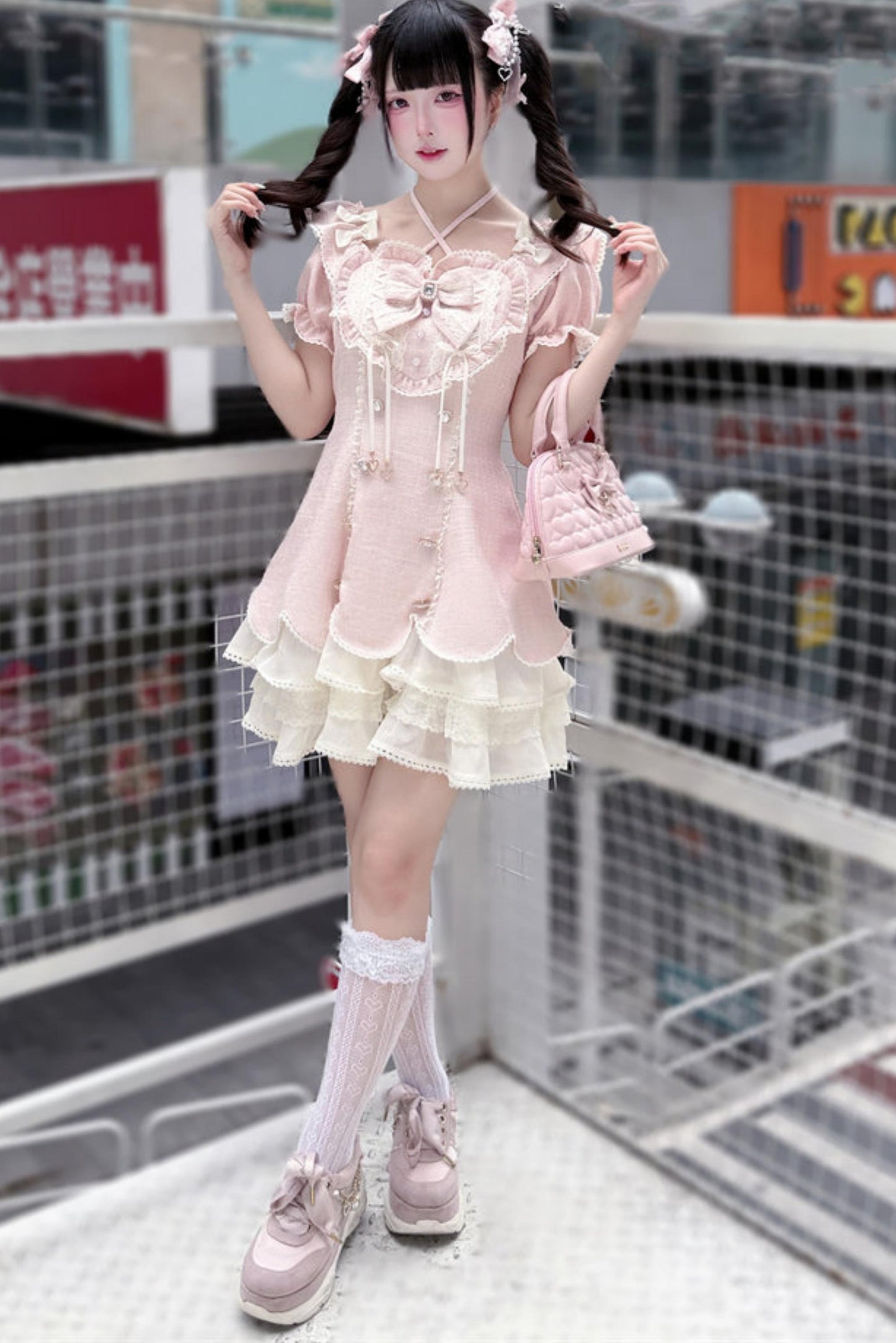 Tweed Heart Ribbon Sweet Lolita Dress