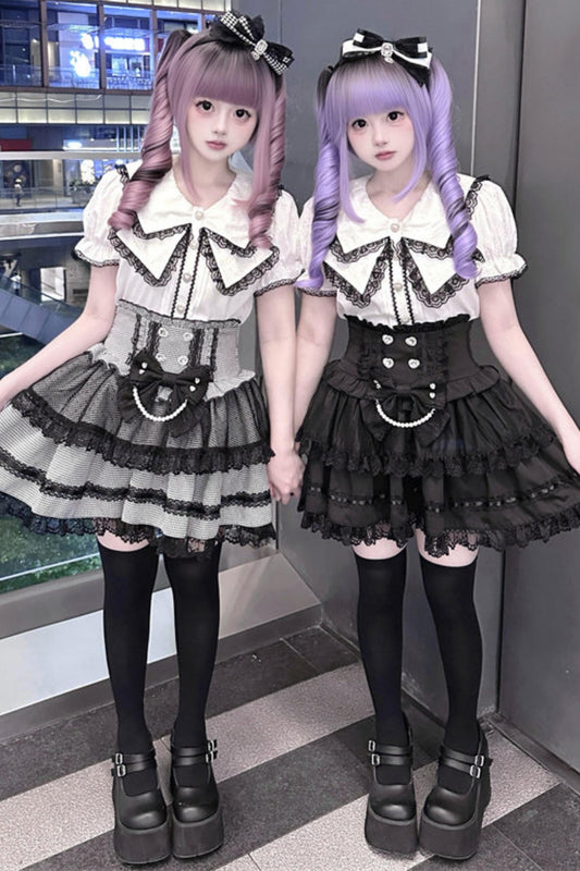 Lace Ribbon Sailor Jirai Kei Set