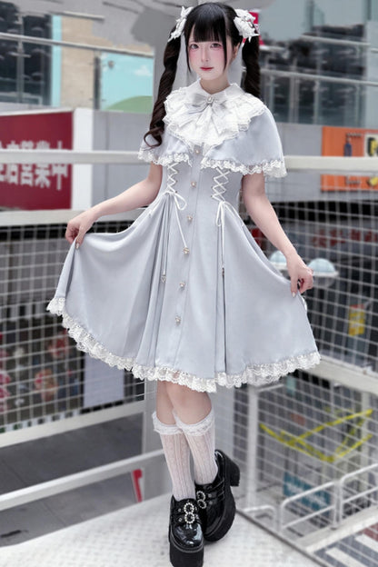 Angelcore Lace Cape Dress