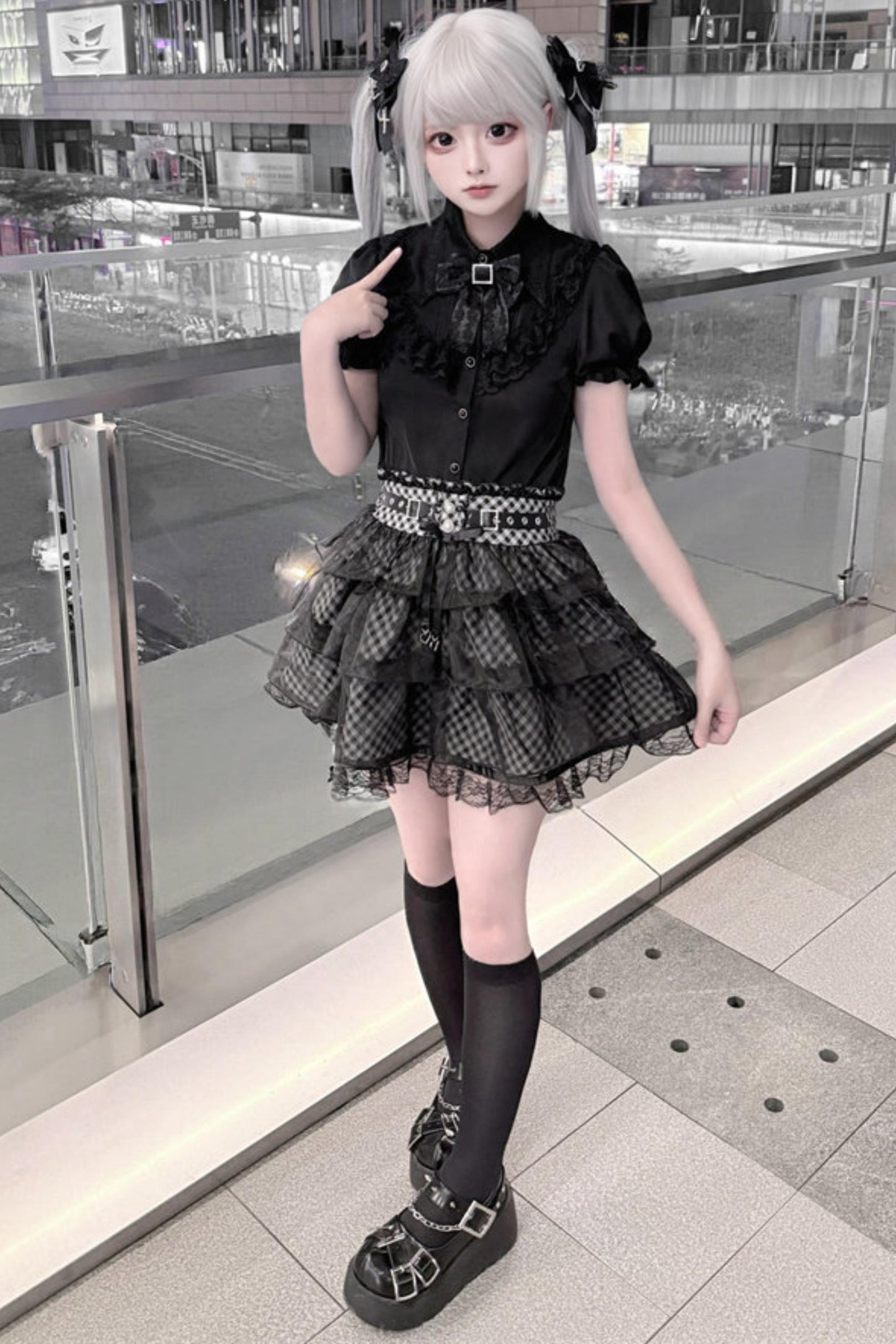 Black Lace Subculture Jirai Kei Set