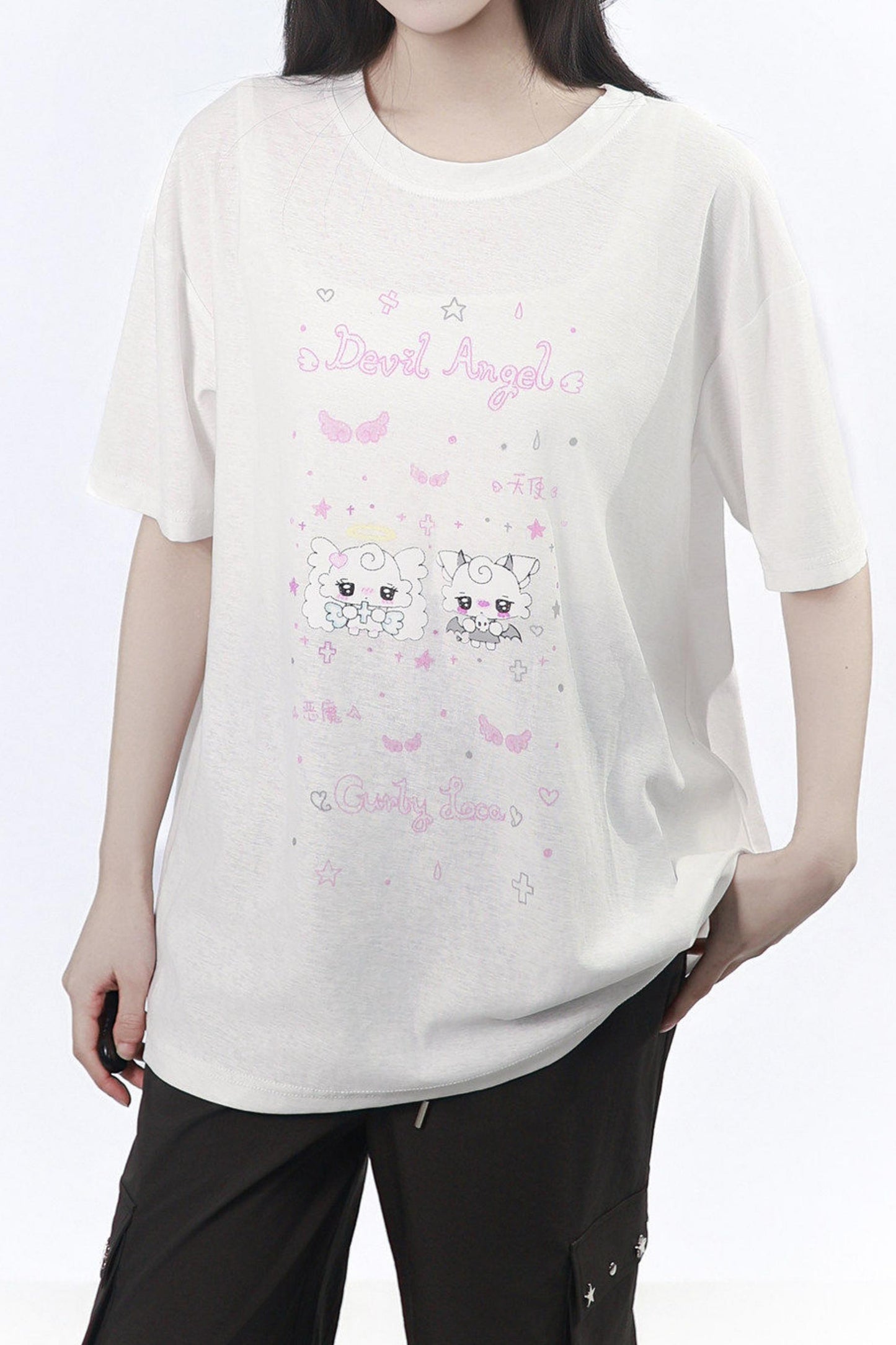 エンジェルデビルイラストTシャツ