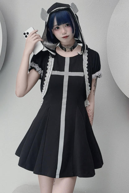 サイバーパンククロスメカニカルノースリーブドレスセット