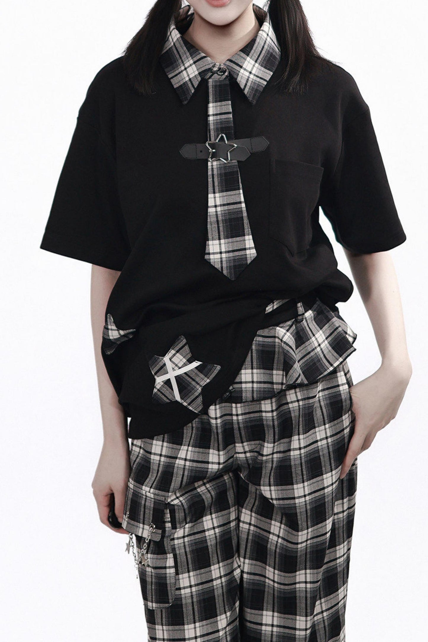Plaid Necktie Subculture Uniform Set