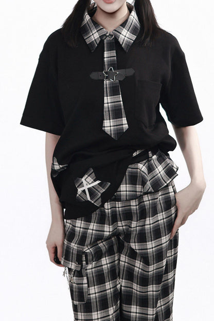 Plaid Necktie Subculture Uniform Set