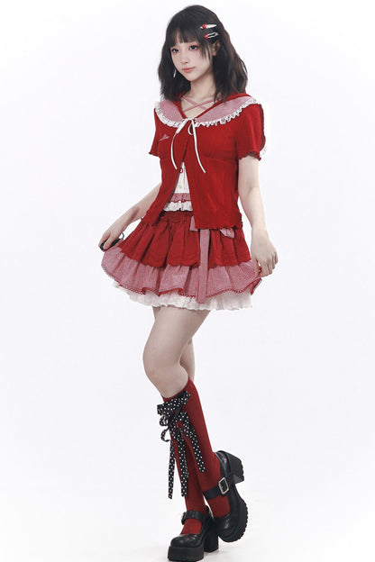 Apple Red Bunny Ear Girly Set