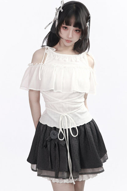 모노톤 로즈 페어리 프릴 세트업