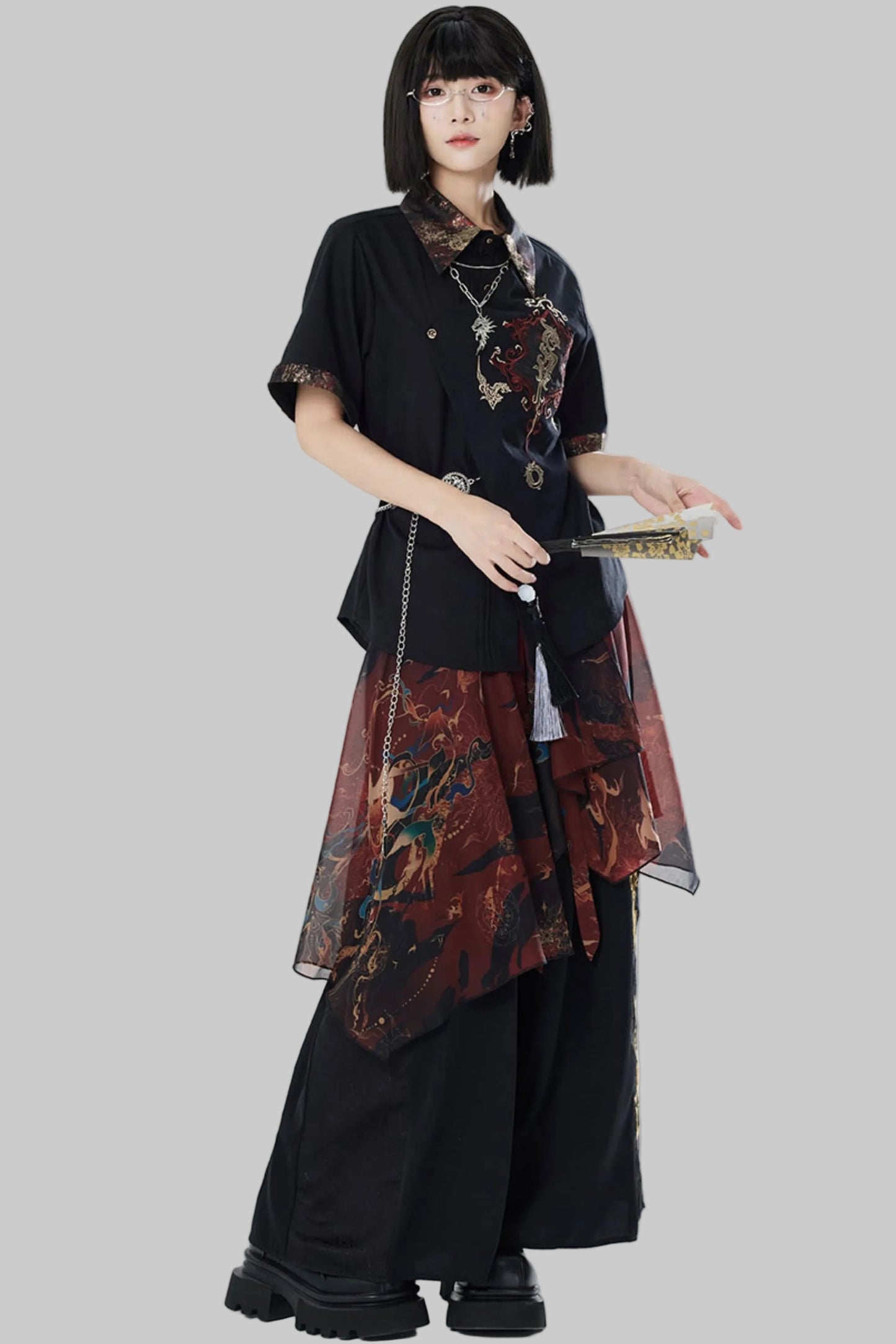 Chiffon Print Multiway Apron Skirt