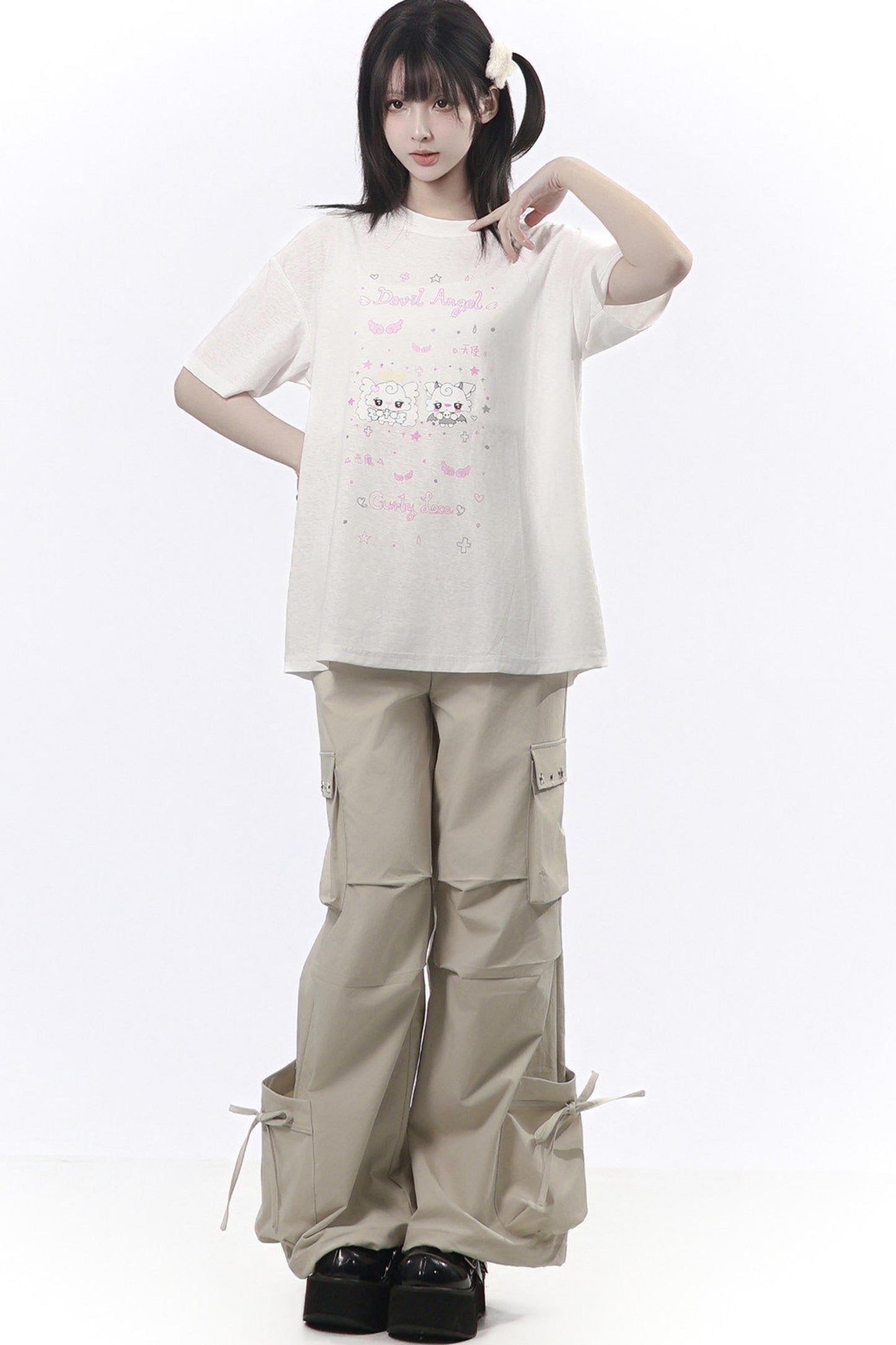 エンジェルデビルイラストTシャツ