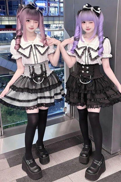 Lace Ribbon Sailor Jirai Kei Set