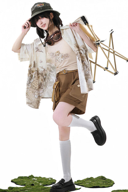 ひまわり畑と猫のレトロチャイナセットアップ