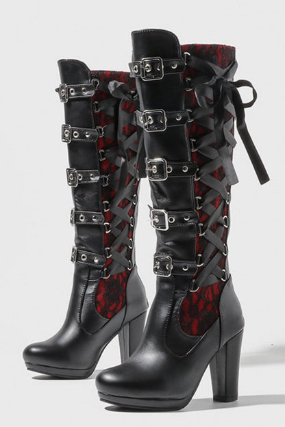 Gothic Lace-Up Long Boots