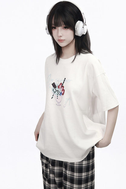 소프트 코튼 일러스트 티셔츠