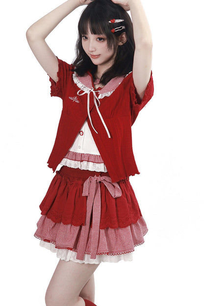 Apple Red Bunny Ear Girly Set