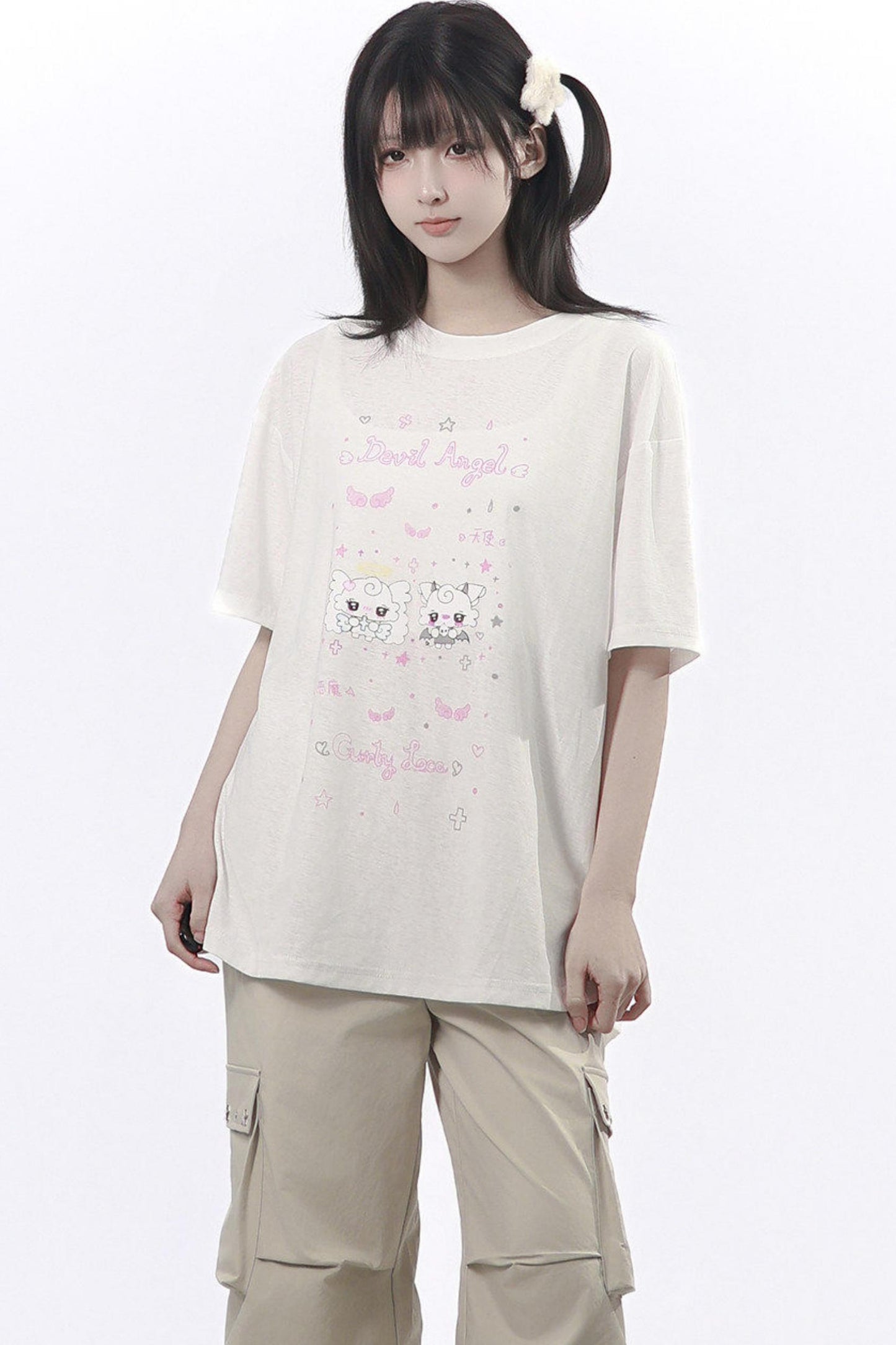 エンジェルデビルイラストTシャツ