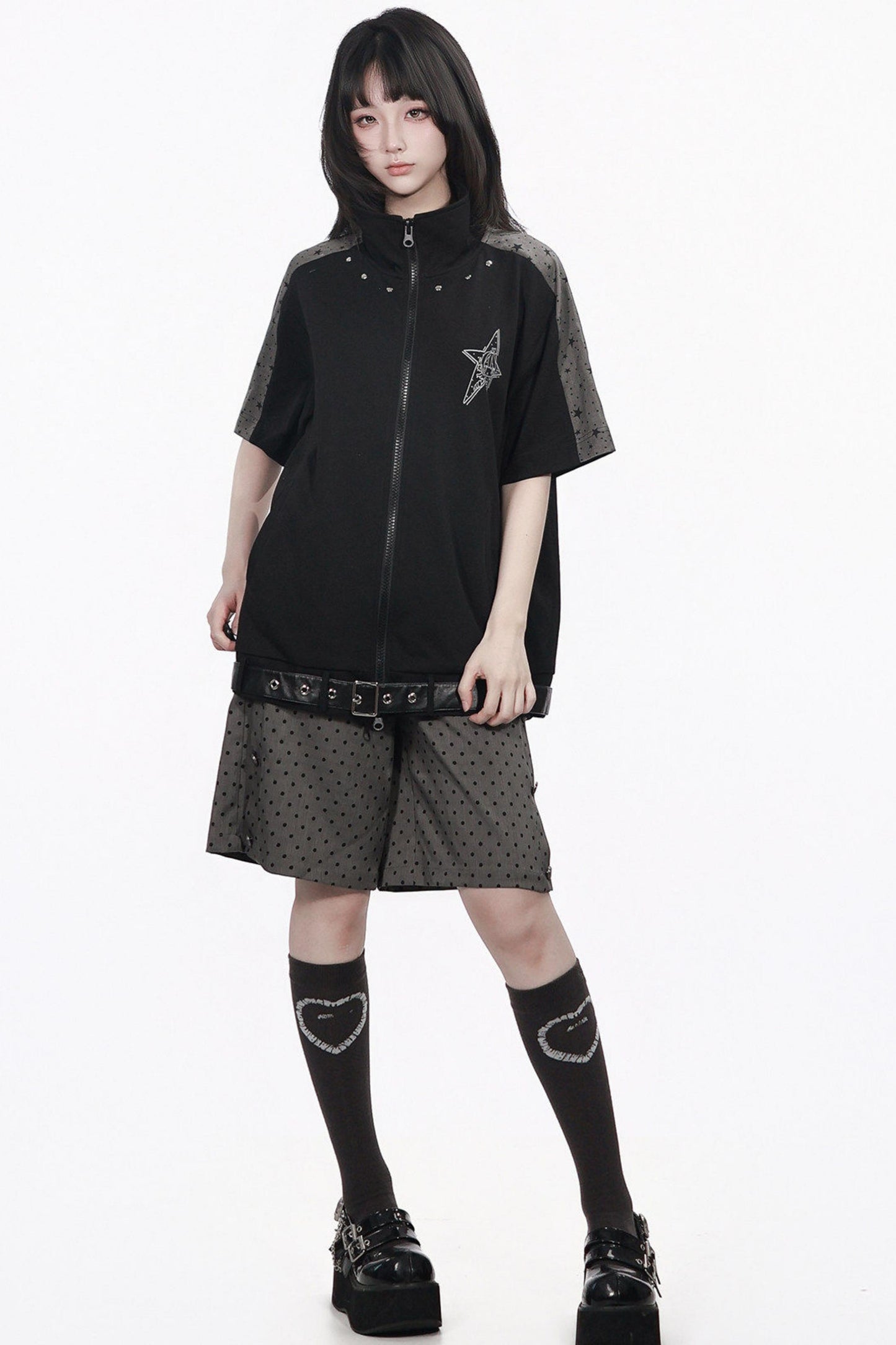 Monochrome Star Dot Shorts Set