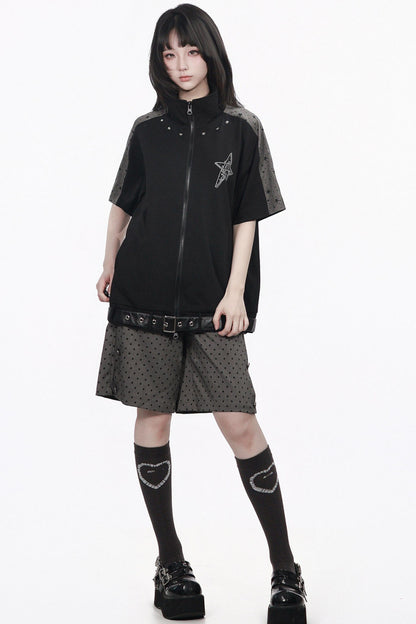 Monochrome Star Dot Shorts Set