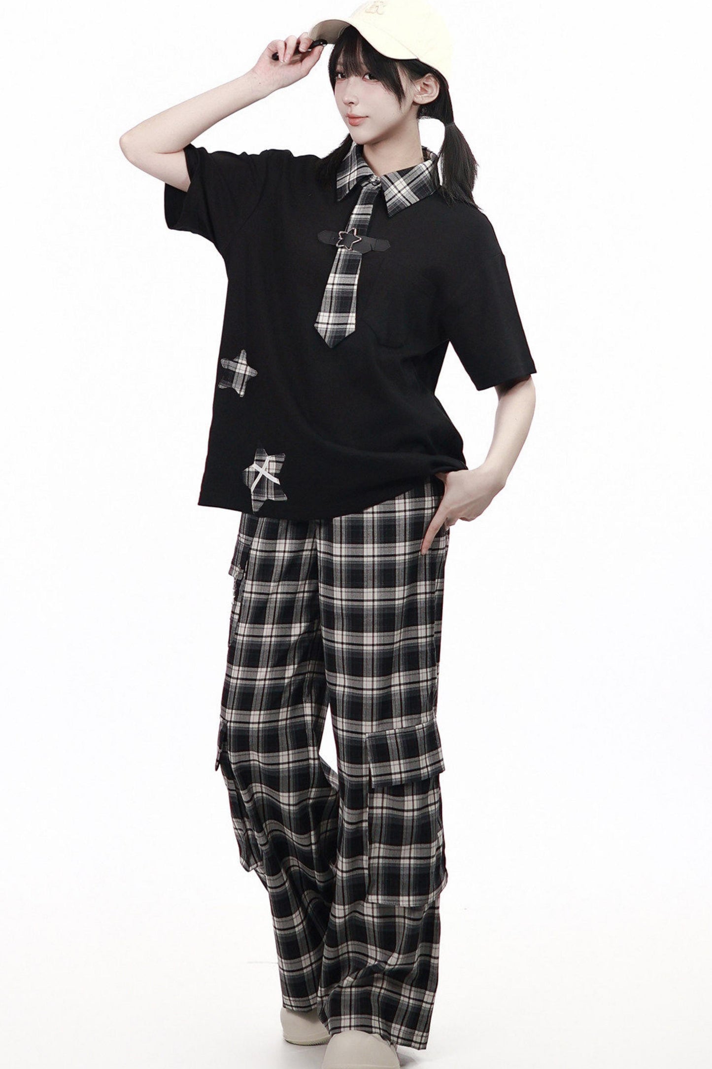 Plaid Necktie Subculture Uniform Set