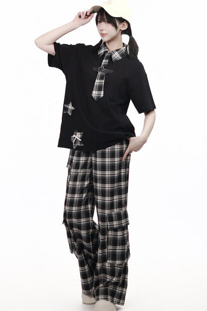 Plaid Necktie Subculture Uniform Set