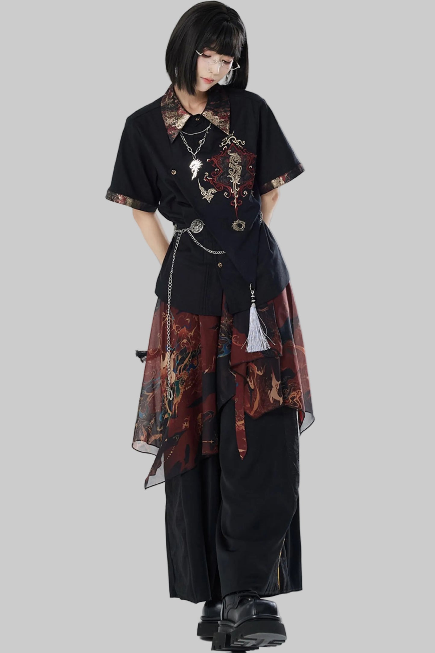 Chiffon Print Multiway Apron Skirt