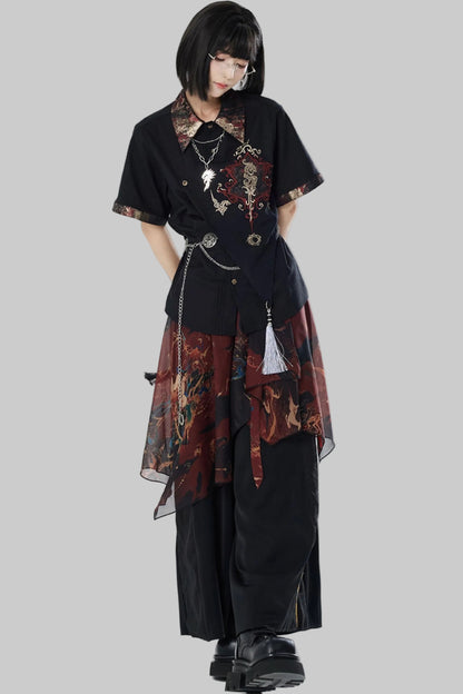 Chiffon Print Multiway Apron Skirt