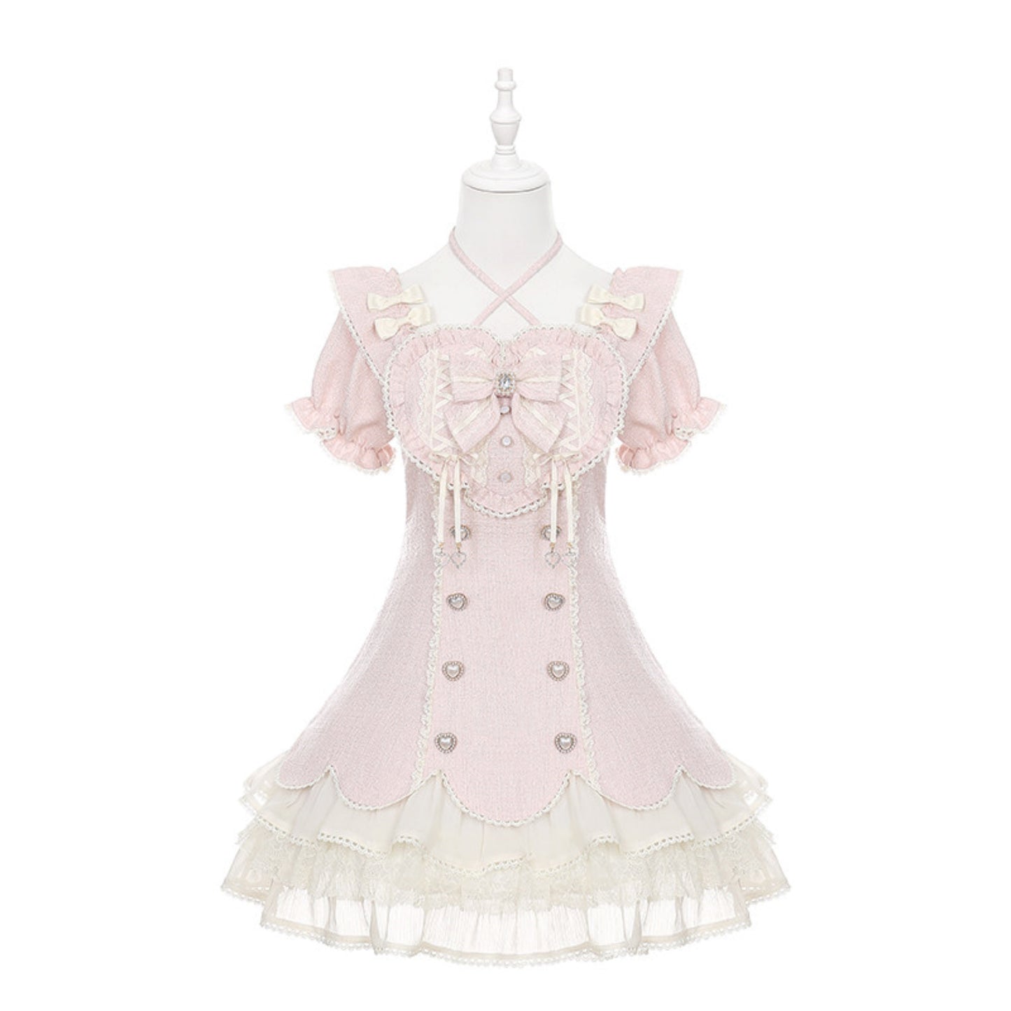Tweed Heart Ribbon Sweet Lolita Dress