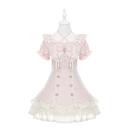 Tweed Heart Ribbon Sweet Lolita Dress