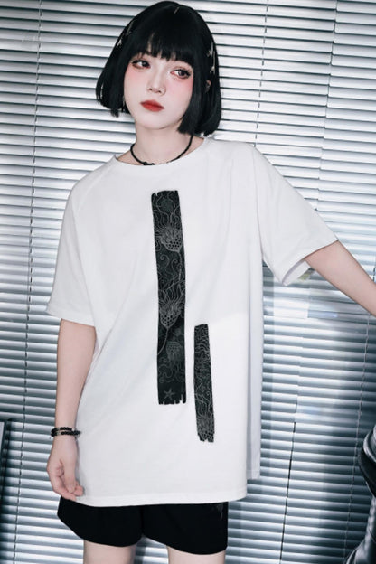 深海モチーフモノトーンオーバーTシャツ