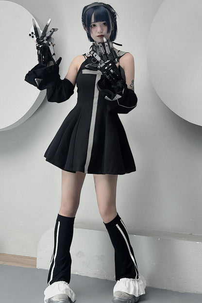サイバーパンククロスメカニカルノースリーブドレスセット