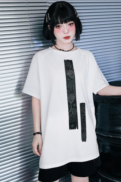 深海モチーフモノトーンオーバーTシャツ
