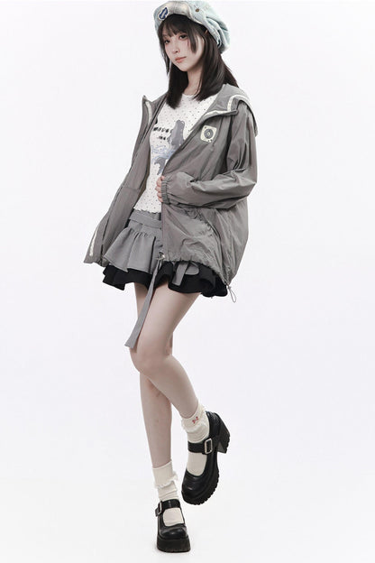 Sommerweste mit Delfinprint + UV-Jacke + Rock