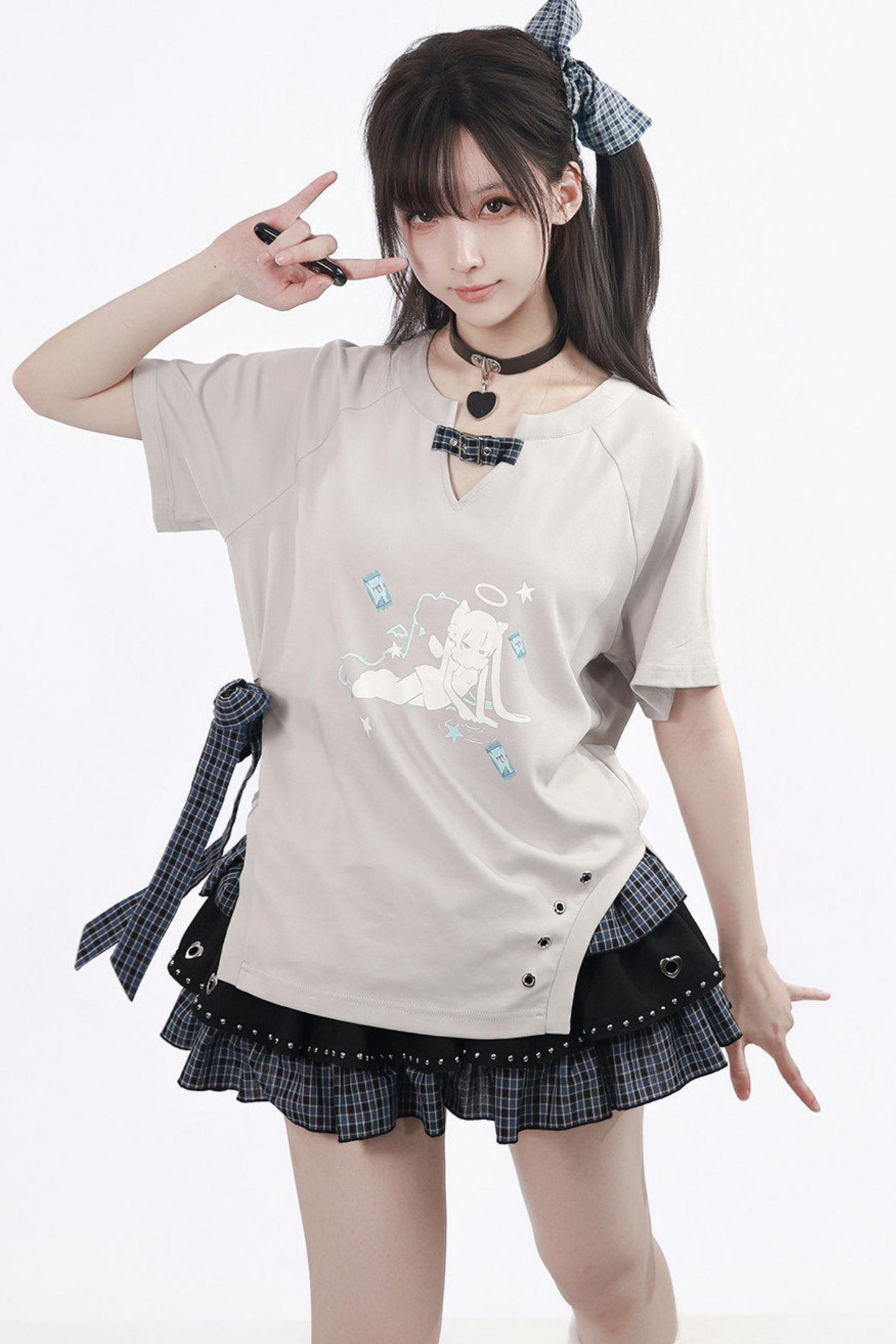 고양이 천사 다크 소녀풍 상하의 세트