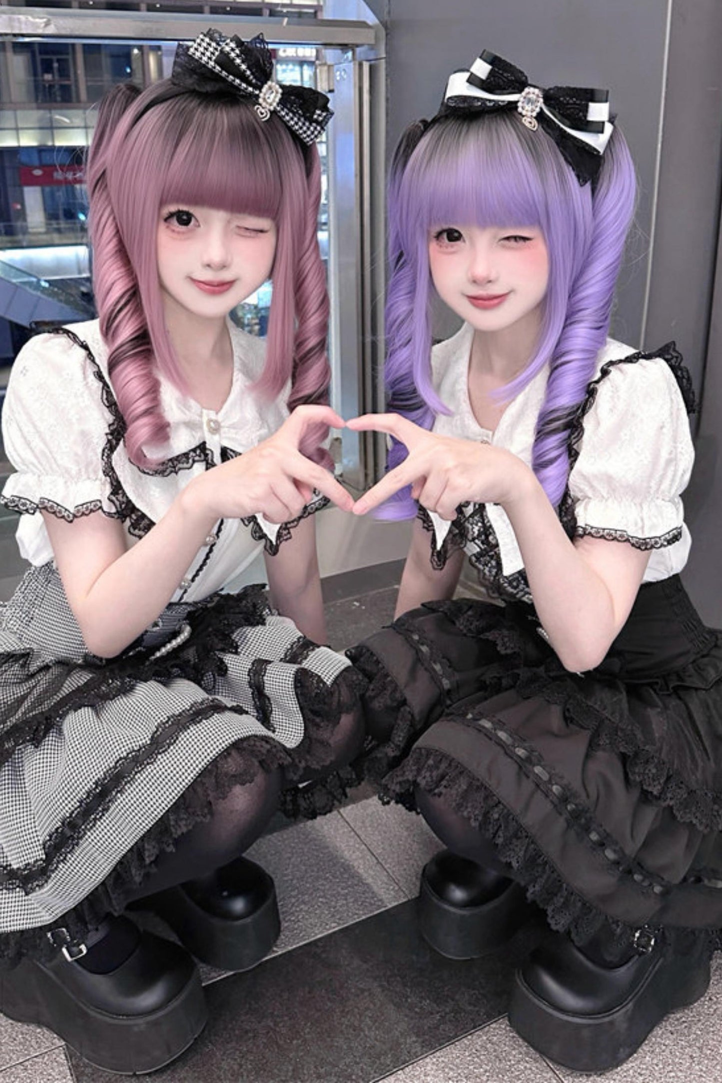 Lace Ribbon Sailor Jirai Kei Set