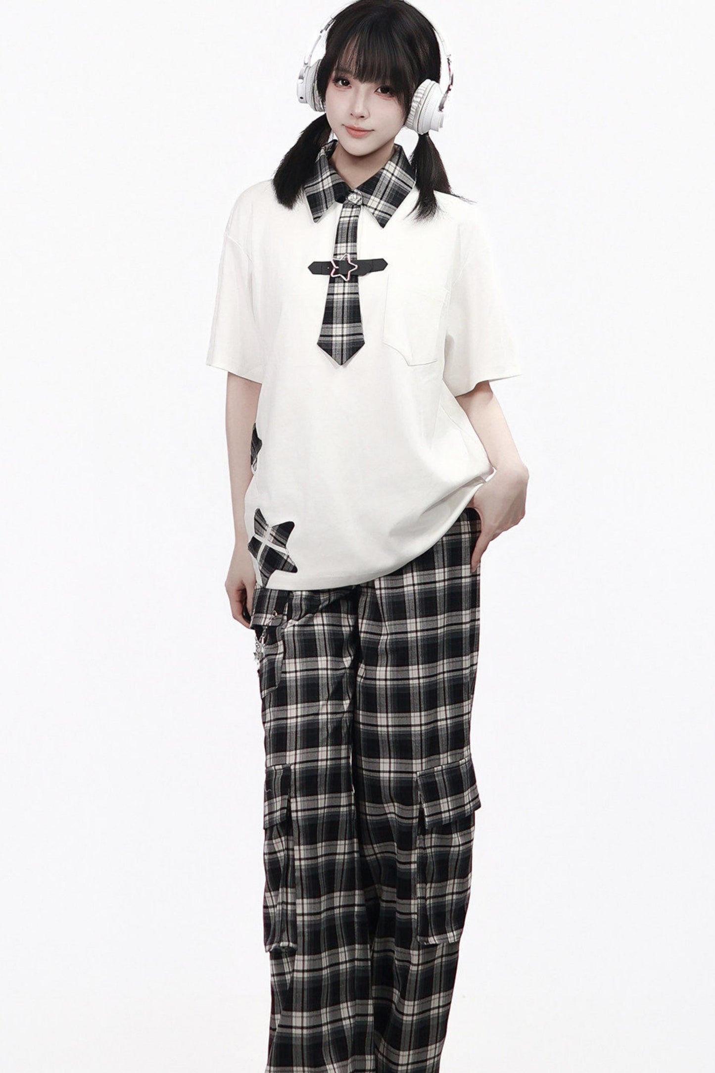 Plaid Necktie Subculture Uniform Set