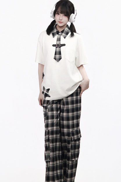 Plaid Necktie Subculture Uniform Set