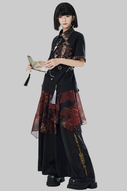 Chiffon Print Multiway Apron Skirt