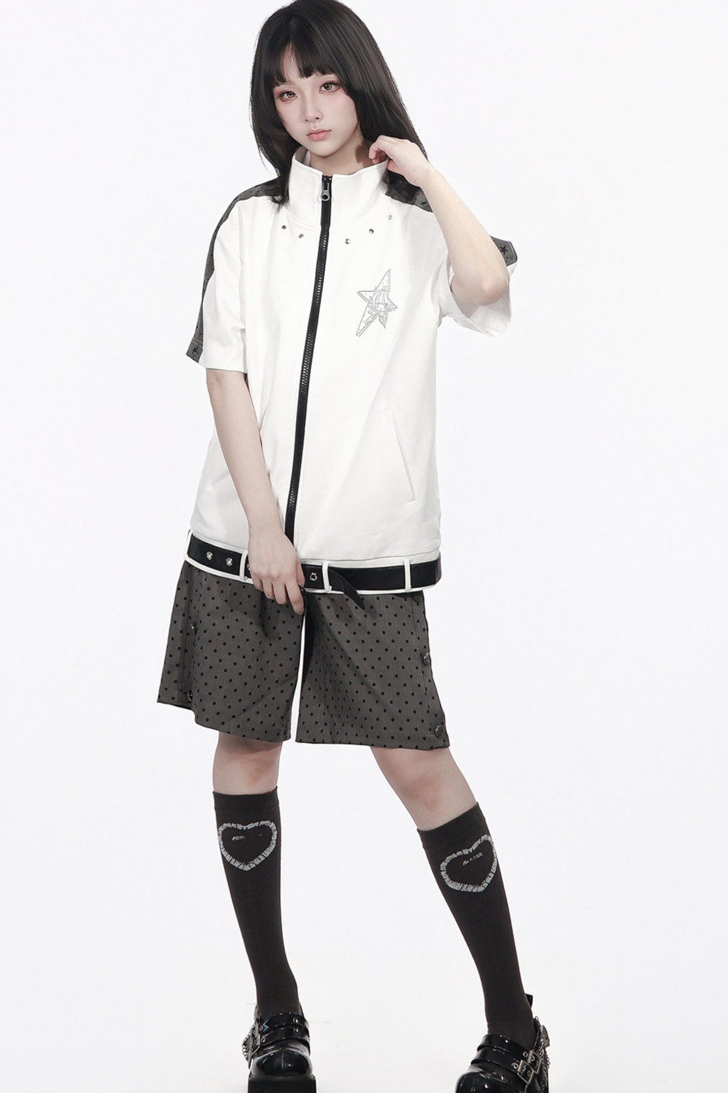 Monochrome Star Dot Shorts Set