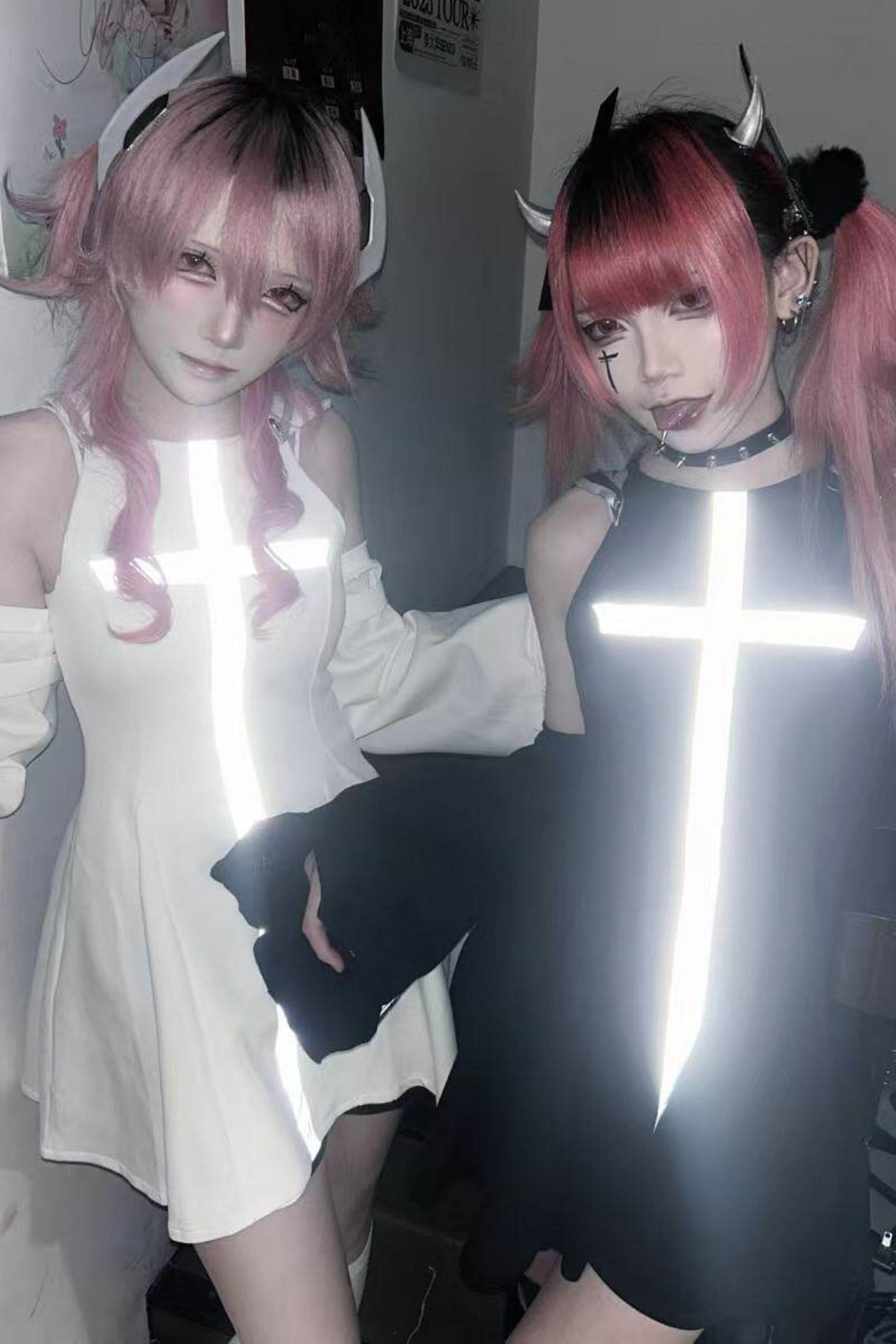 サイバーパンククロスメカニカルノースリーブドレスセット