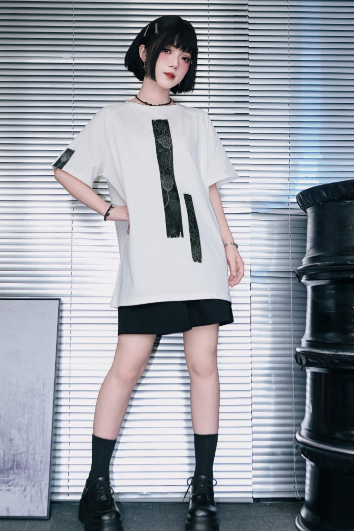 深海モチーフモノトーンオーバーTシャツ