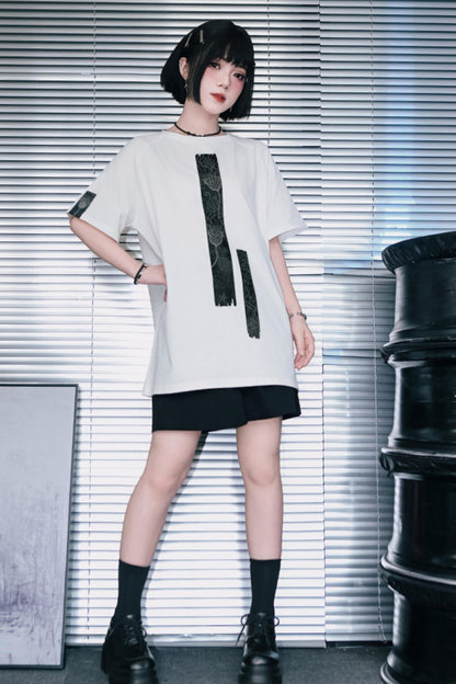 深海モチーフモノトーンオーバーTシャツ