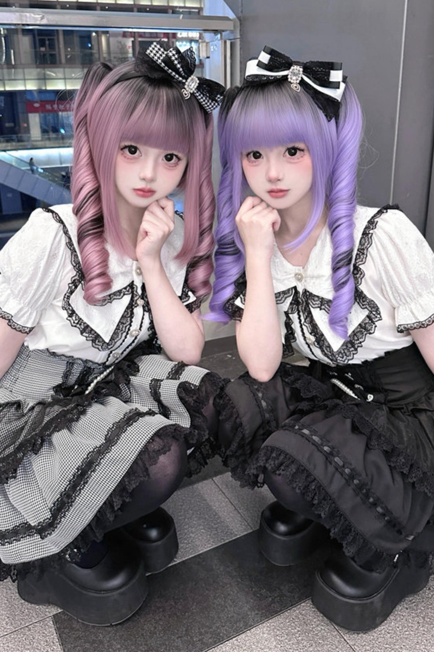 Lace Ribbon Sailor Jirai Kei Set