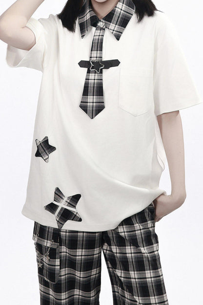 Plaid Necktie Subculture Uniform Set