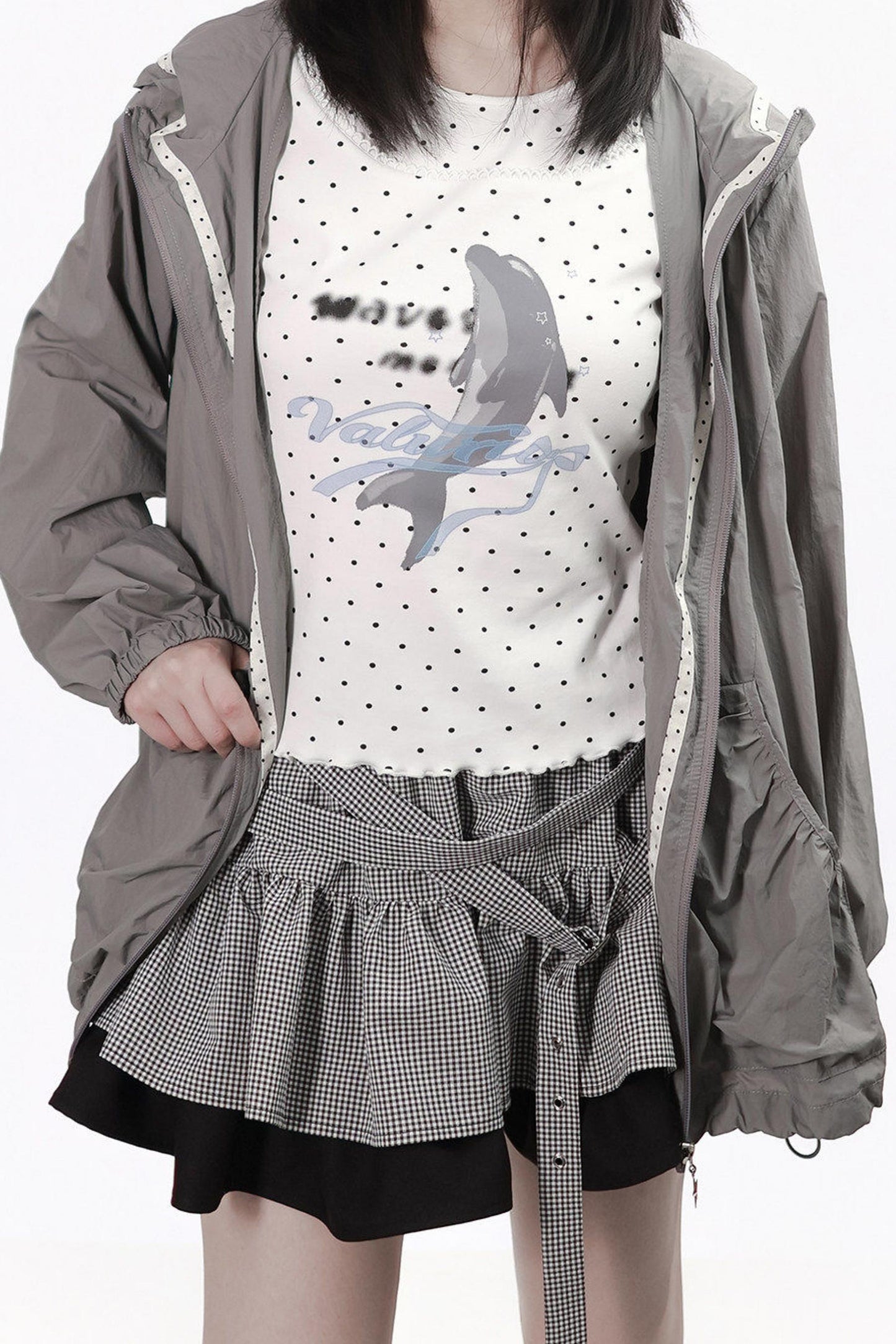 Sommerweste mit Delfinprint + UV-Jacke + Rock