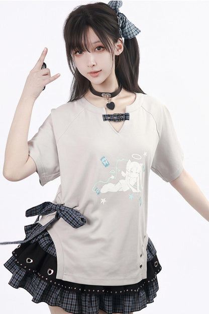 고양이 천사 다크 소녀풍 상하의 세트