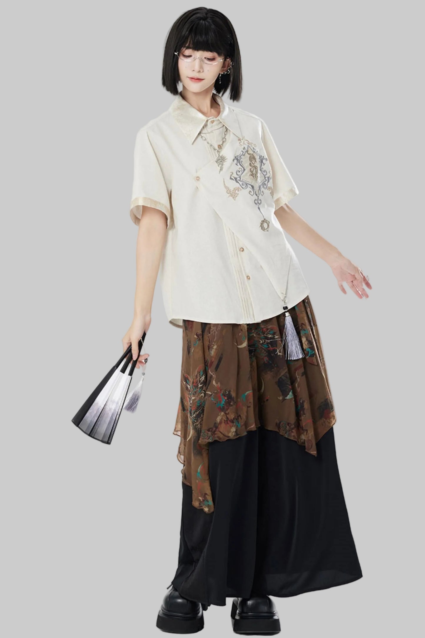 Chiffon Print Multiway Apron Skirt