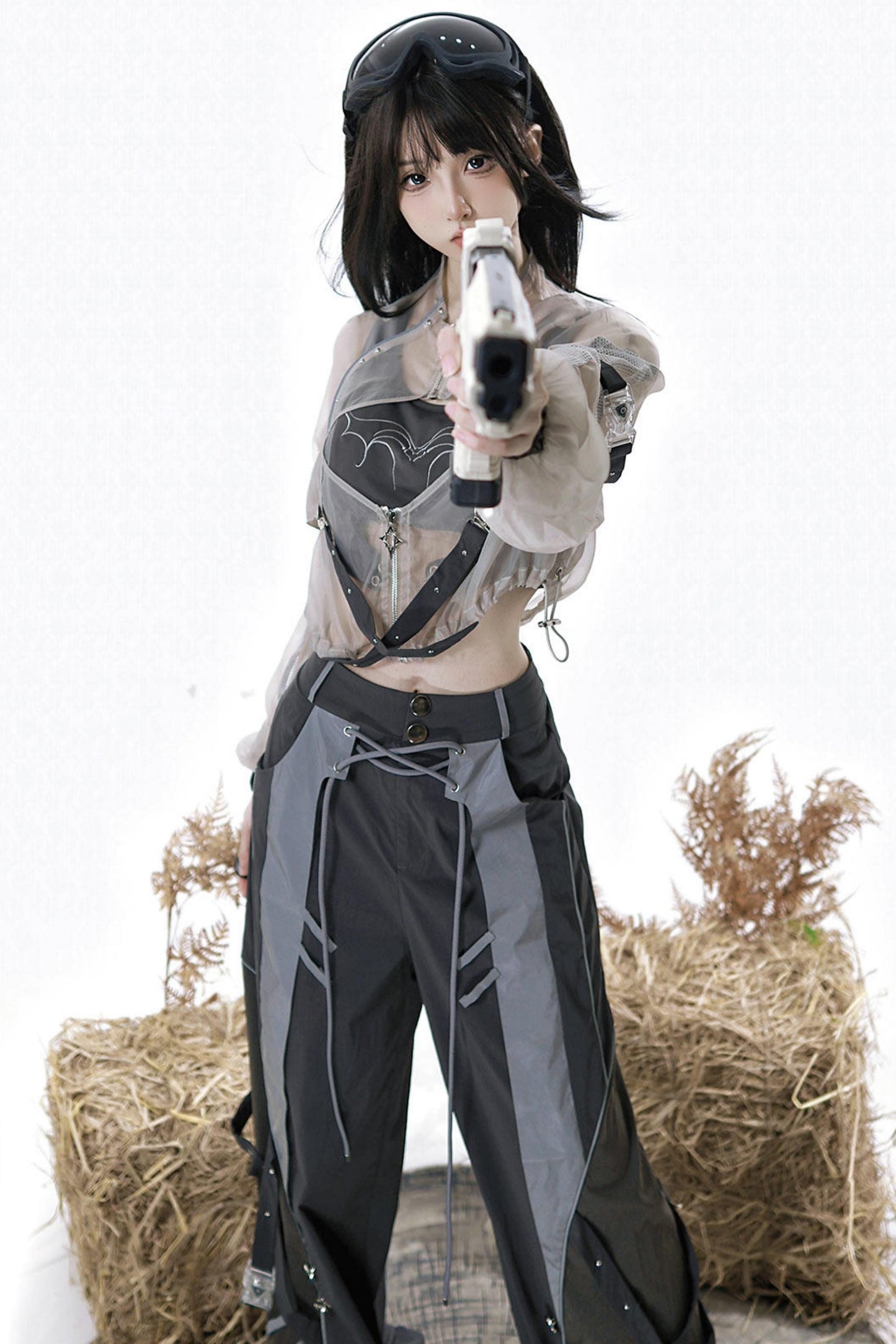 戦闘少女の近未来サイバーパンクセットアップ