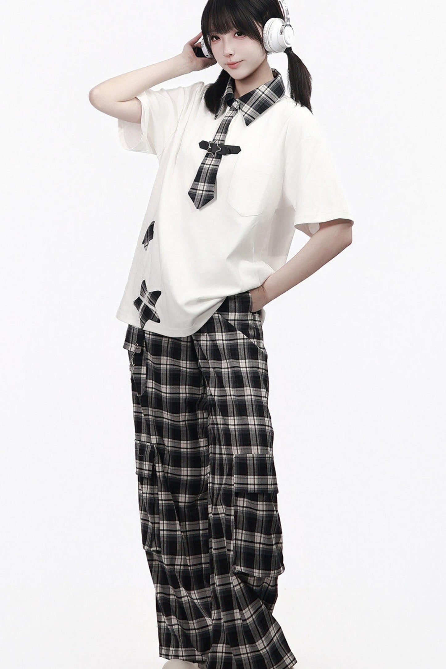 Plaid Necktie Subculture Uniform Set