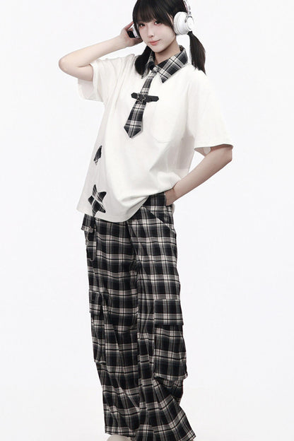 Plaid Necktie Subculture Uniform Set