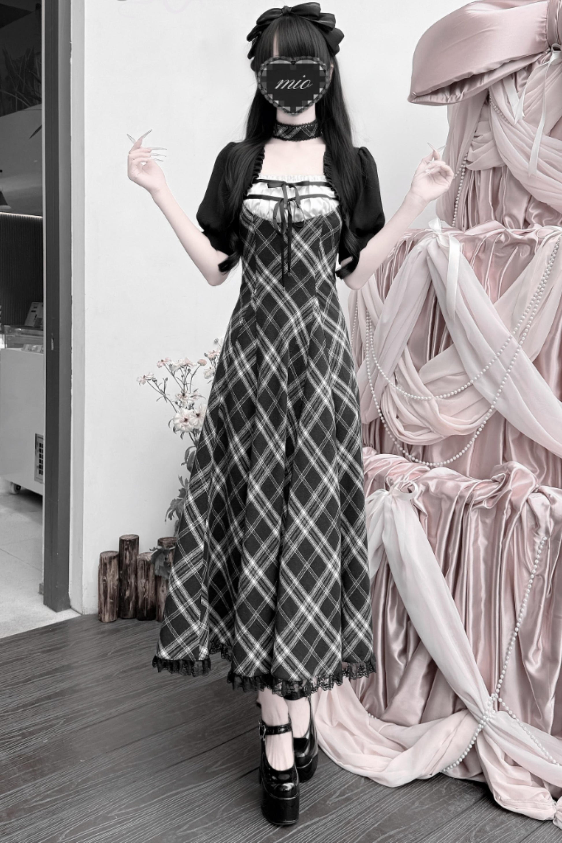 Classic Checked A-Line Dress + Cardigan – Belchic