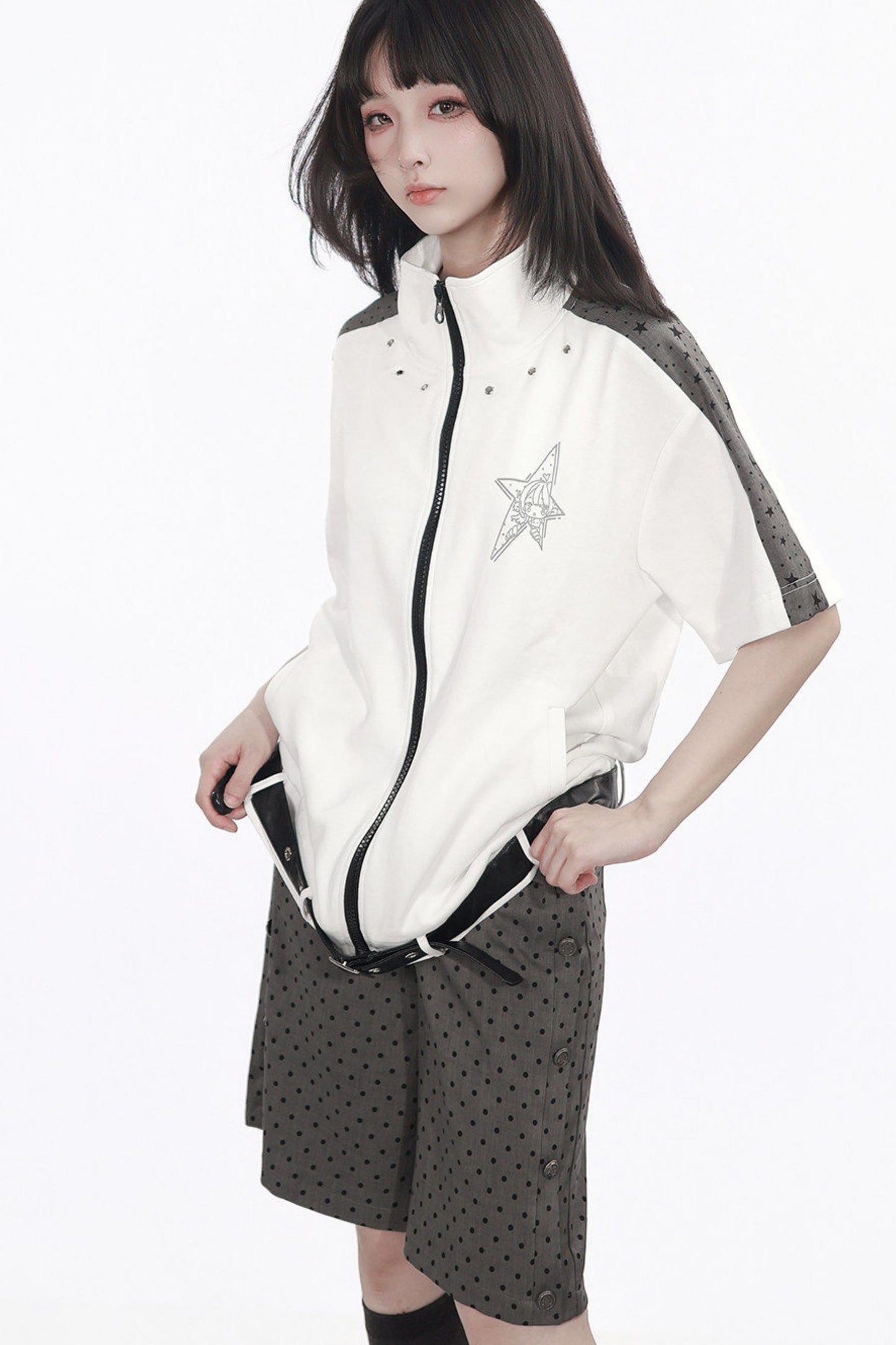 Monochrome Star Dot Shorts Set